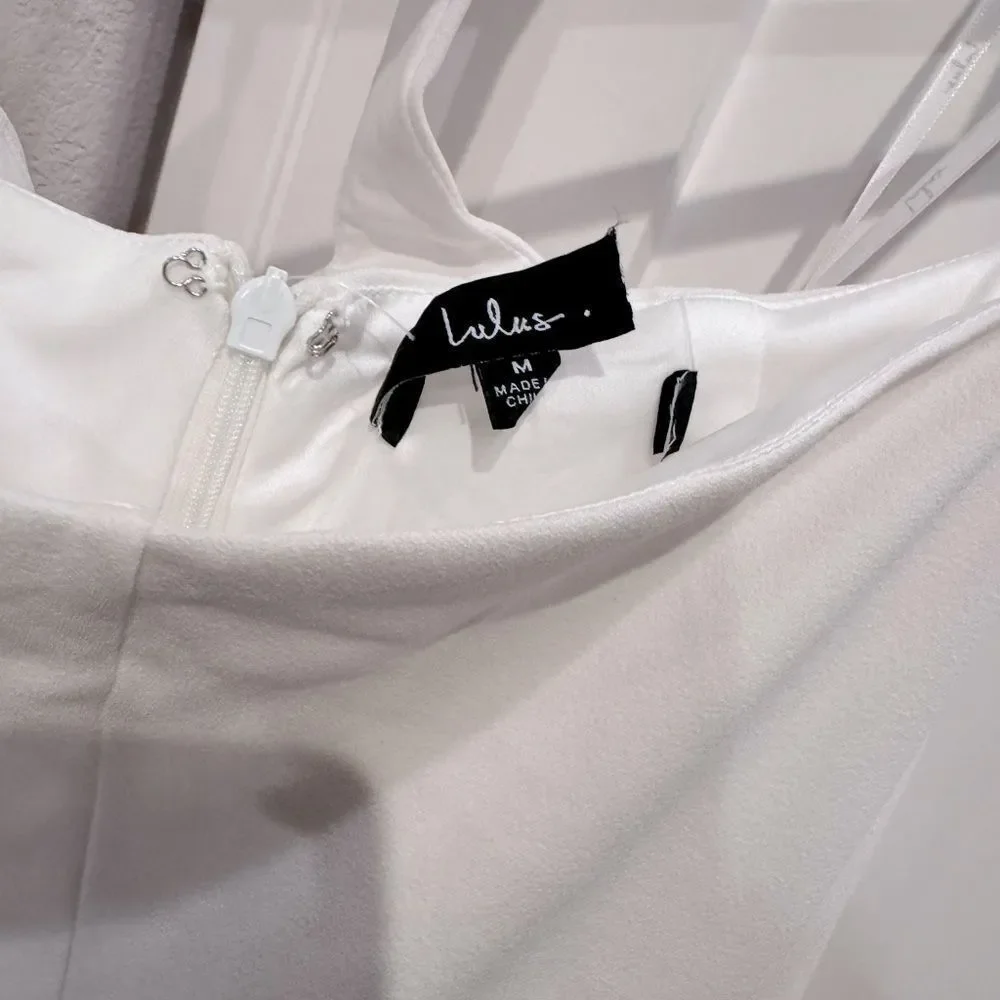 Lulus Compelling Perfection White Halter Wide-Leg Two-Piece‎ Jumpsuit